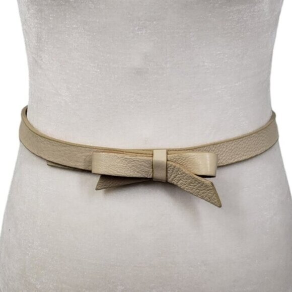 Brave Cream Narrow Leather Belt Bow Detail Size 28 - Picture 2 of 14